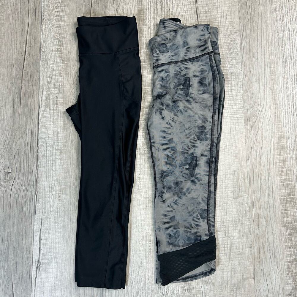 Under Armour Yoga Pant Set of 2 WMNS XS Pull On Stretchy Gym Workout Black Gray